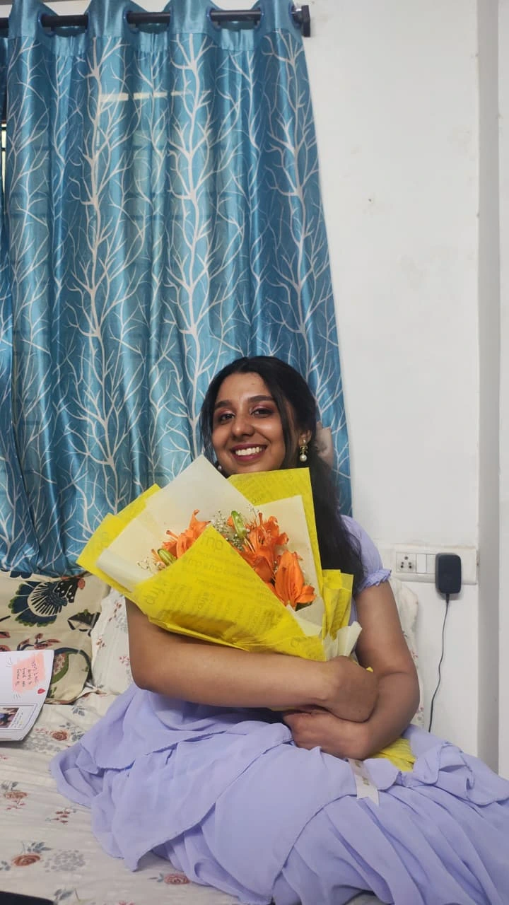 Birthday portrait with flowers